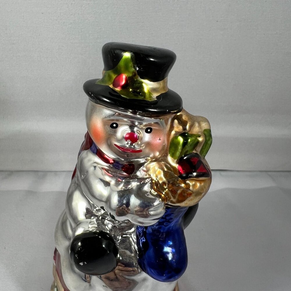 Vintage Hand-Painted Ceramic Snowman Bell Figurine - Picture 3 of 6